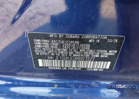 2024 Subaru Impreza Rs 5-Door z USA, uszkodzony, nr VIN JF1GUHJC0R8917227